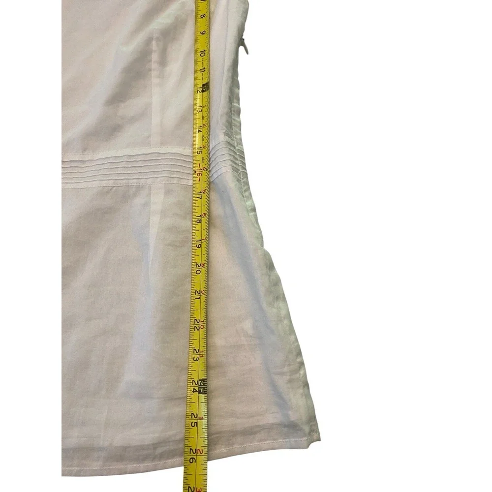 Tory Burch White Linen Sleeveless Top Blouse Lattice Pintuck Lined Size 6